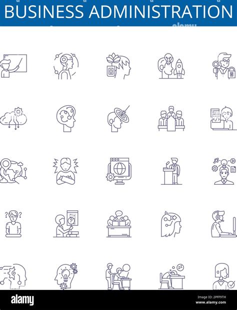Business administration line icons signs set. Design collection of ...