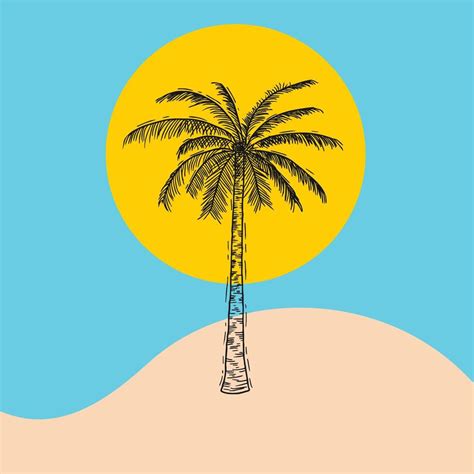 Image result for Simple Color Vector Drawing Palm Tree