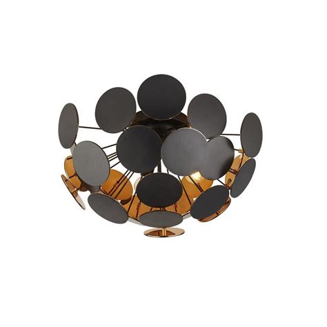 Buy Searchlight Discus 3 Light Black & Gold Floor Lamp