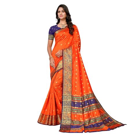 Orange Woven Banarasi Silk Saree