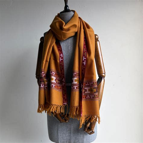 Hand Woven Pure Merino Wool Kullu Stole Mustard – Bhuttico Shawls