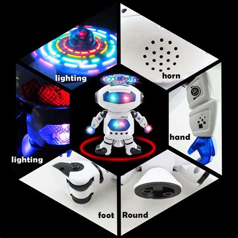 white 360 Rotating Smart Space Dance Robot Electronic Walking Toys With ...