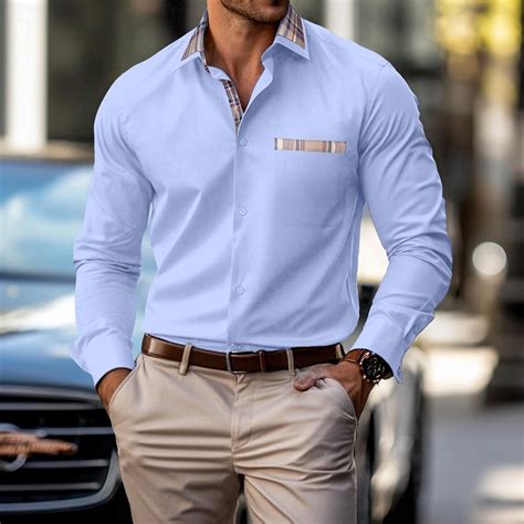 Men's Dress Shirt Wrinkle Resistant Button Up Shirt Stretch Plain ...