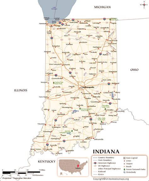 Labeled Indiana Map With Capital Cities In Pdf