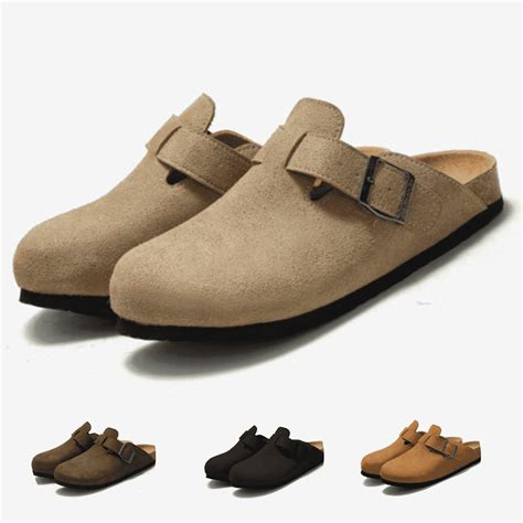 BERANMEY Women's Suede Clogs & Mules Stylish Leather Mules with Arch ...