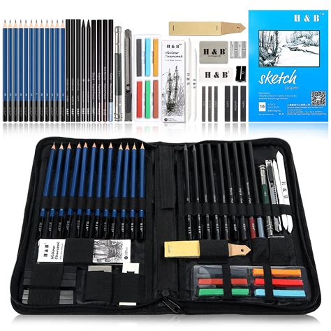 Buy H & B 48 Professional Sketching Pencils and Drawing Kits, Including ...