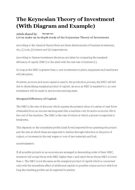 Mec and keyns - Keynesian theory of economics - The Keynesian Theory of ...