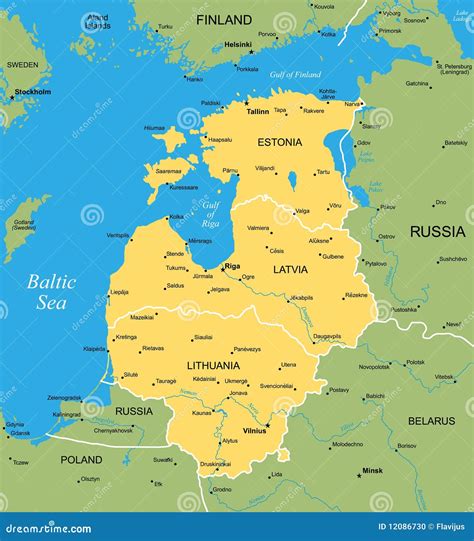 Vector map of Baltic stock vector. Image of europe, russia - 12086730