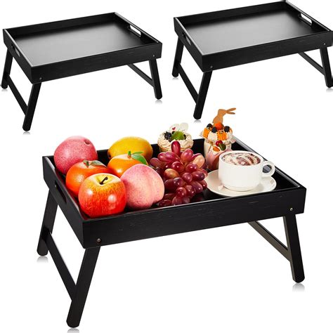 Amazon.com - Qunclay 3 Pcs Lap Tray for Eating Bamboo Breakfast Tray ...