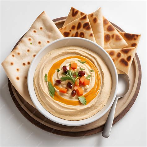 Premium Photo | Hummus and Pita Bread on a white background