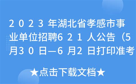 2023年湖北省孝感市事业单位招聘621人公告（5月30日—6月2日打印准考证）