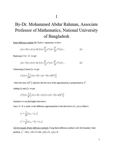 Image result for Finite Difference Method Example PDF