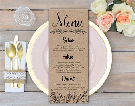 Rustic wedding menu cards Rehearsal dinner menu Rustic wedding | Etsy