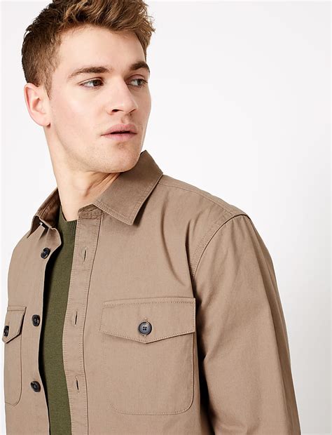 Buy Pure Cotton Utility Overshirt at Marks & Spencer