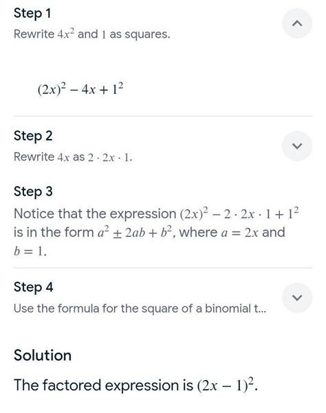 Self Pra pression is a trinomial square. If it is, fa 2. 4x²-4x+1 ...