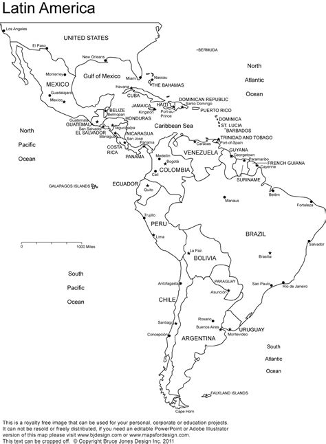 Printable Map Of Latin America
