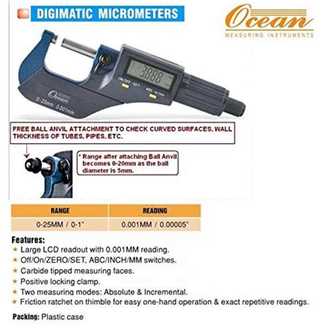 Ocean Digimatic Electronic Outside Micrometer (0-25mm) Price in India ...