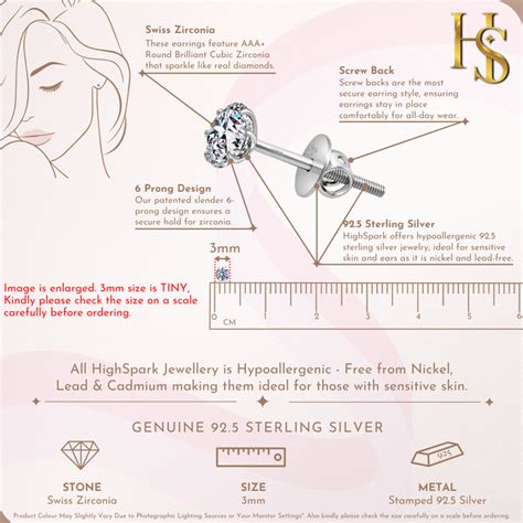 Screwback Solitaire Stud Earrings - 92.5 Silver - Round Cubic Zirconia ...