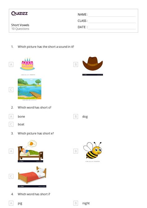 50+ Short Vowels worksheets for Kindergarten on Quizizz | Free & Printable