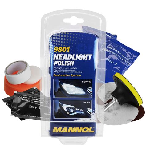 MANNOL 9801 Headlight Polish Kit Polishing Damaged Plastic Glasses for ...