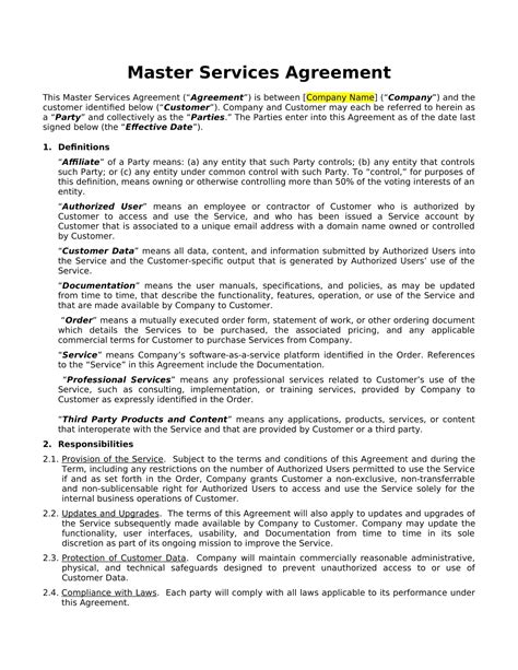 What Is A Master Agreement at Alfred Wilford blog