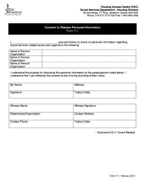 Fillable Online Consent to Release Personal Information Form 111 Fax ...