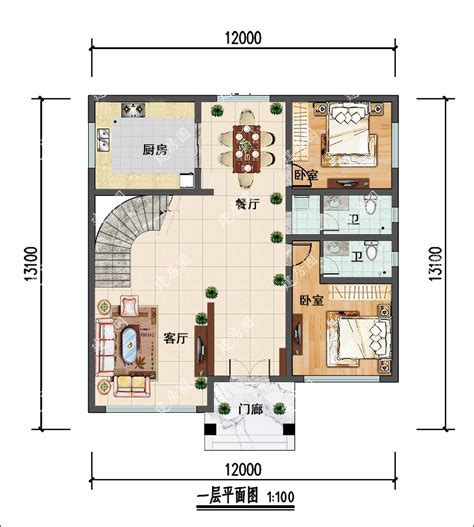 农村自建房设计图一层楼房，占地140平方，四室两厅-建房圈