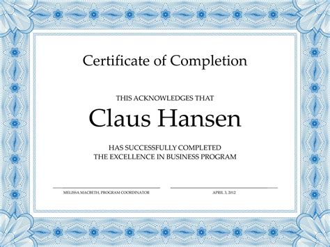 Free Online Printable Certificate Of Completion