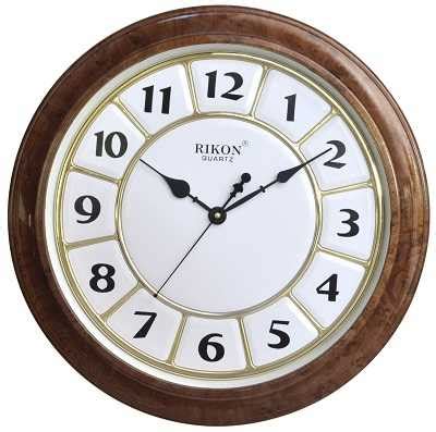 Rikon RK-14 Brown Veneer Sweep Wall Clock - Elegant Timepiece for Home ...