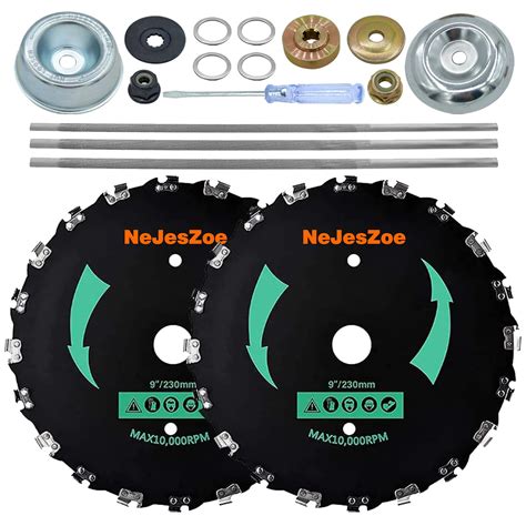Amazon.com: NeJesZoe 2-Set 9” x 20T Chainsaw Tooth Brush Cutter Blades ...