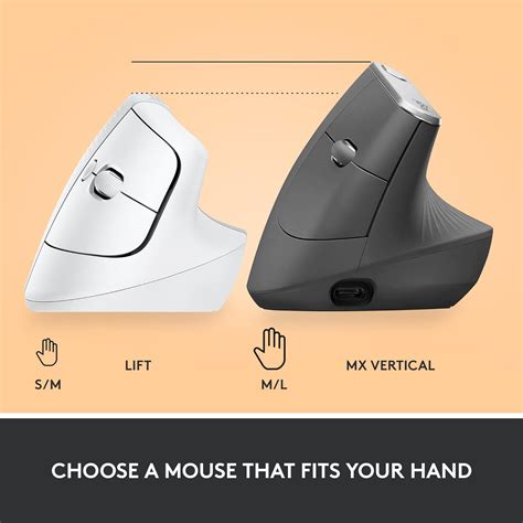 Logitech Lift Vertical Ergonomic Mouse, Wireless, Bluetooth or Logi ...
