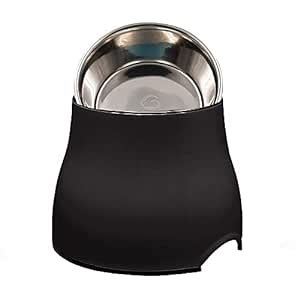 Goofy Tails Black Elevated Dog Bowl| Melamine & Stainless Steel Dog ...