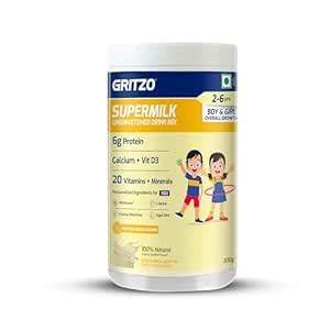 Buy Gritzo Supermilk Overall Growth Unsweetened Drink Mix For 2-6 Yrs ...