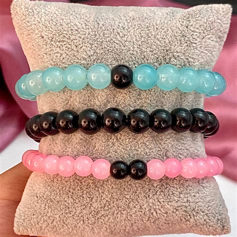Adjustable Set Of 3 Pink Black & Blue Bracelet Combo– Oralia India