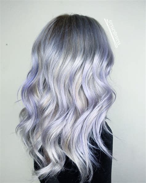 Platinum white blonde balayage, lavendar lilac purple hair | Blue ombre ...