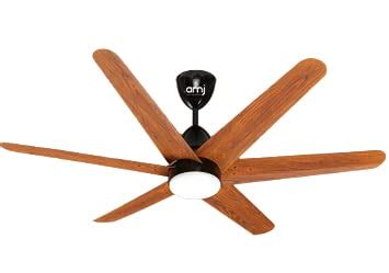 Buy AMJ FAN 6 SERIES TEAK WOOD WITH SMART RF REMOTE(White)| Ceiling Fan ...
