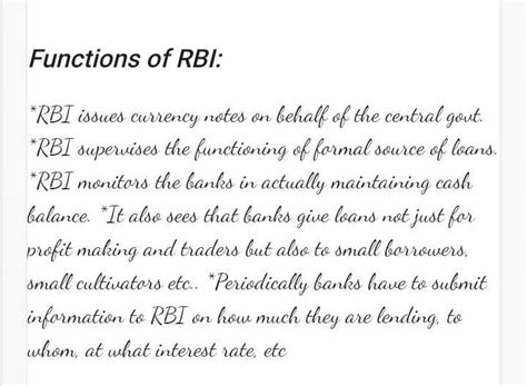 Describe function of RBI in maintaining money in bank ( 5 marks ...