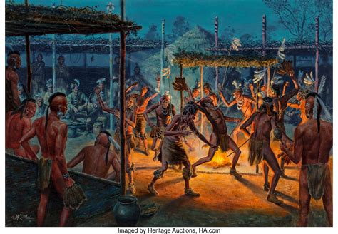 Mort Künstler (American, b. 1931). Green Corn Ceremony of the | Lot ...