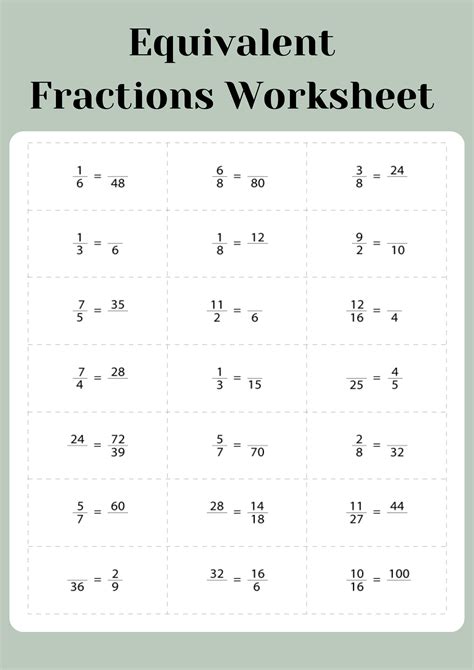 40+ Equivalent Fractions Worksheet Samples to Download