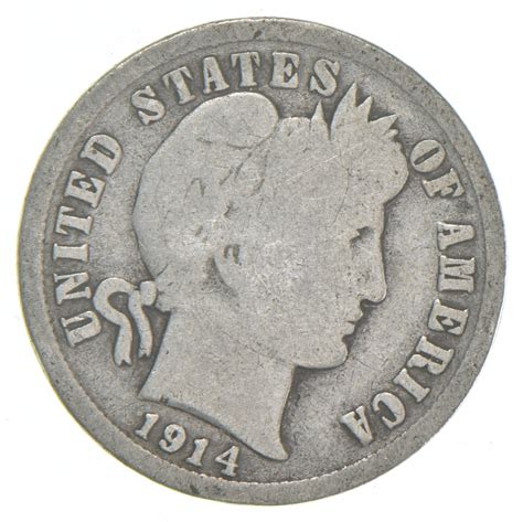 Better 1914-D US Barber Liberty Silver Dime Coin Collection Lot Set ...
