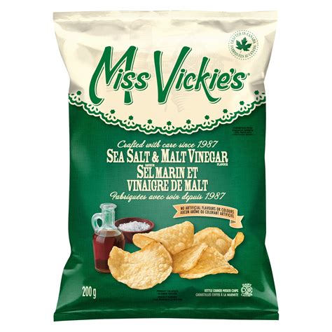 Miss Vickie's Sea Salt & Malt Vinegar Kettle Cooked Potato Chips, 200g ...