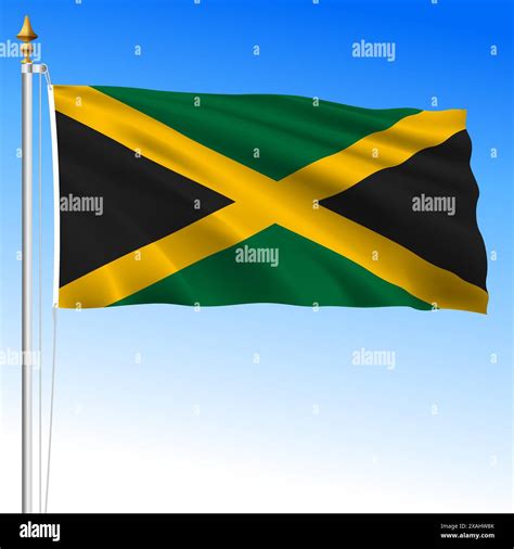 Jamaica, official national waving flag, central american country, vector illustration Stock ...