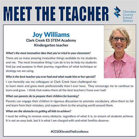 Meet the CCSD Teacher: Joy Williams of Clark Creek ES STEM Academy ...