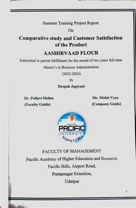 MBA 2023 - Summer Internship Report on Aashirvaad Atta Analysis - Studocu