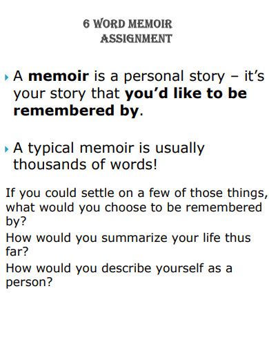 6 Word Memoir | Examples