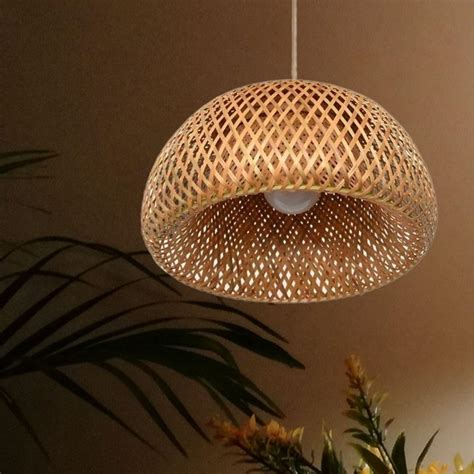 Swadeshi Bamboo Lamp Shade Bamboo Wicker Hanging Lampshade Round Cane ...