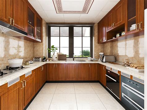 中式风格厨房效果图_合肥绚丽效果图-专业高效的效果图制作公司