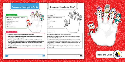Snowman Handprint Craft Activity