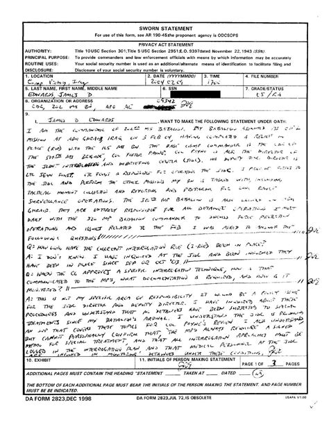 Page 1 SWORN STATEMENT For use of this form, see AR 190-45 ...