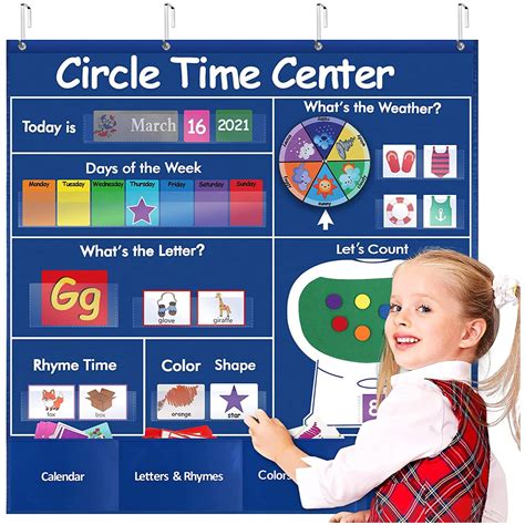 Buy AM ANNA Circle Time Learning Center Pocket Chart Set, Educational ...